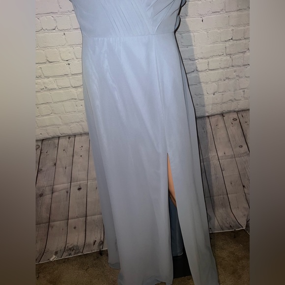 Azazie Light Blue Polyester Formal Dress with Slit size 10 - Picture 3 of 11